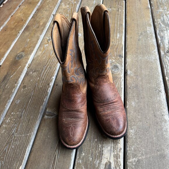 Ariat Heritage Stockman Brown and Tan Round Toe Stockman Cowboy Boot - Men's 7D - Picture 1 of 15